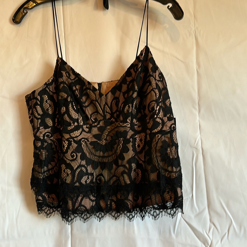 Nanette Lepore BERGDORF GOODMAN COURTESAN TOP. Size 12. Black/Pink lining